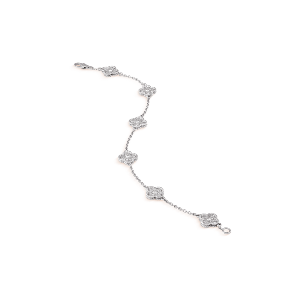 [LumiVibe]CLOVER 6 MOTIF SILVER DIAMOND BRACELET