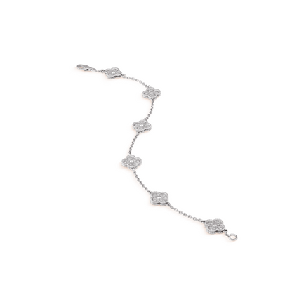 [LumiVibe]CLOVER 6 MOTIF SILVER DIAMOND BRACELET