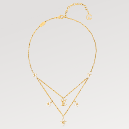 [LumiVibe]FLOWERGRAM GOLD MOP DOUBLE ROW NECKLACE