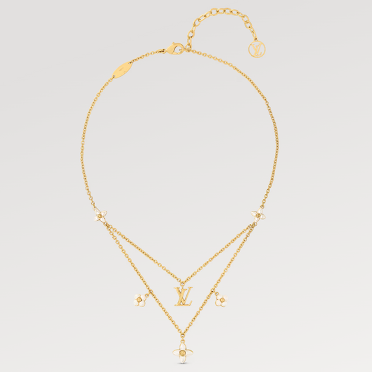 [LumiVibe]FLOWERGRAM GOLD MOP DOUBLE ROW NECKLACE