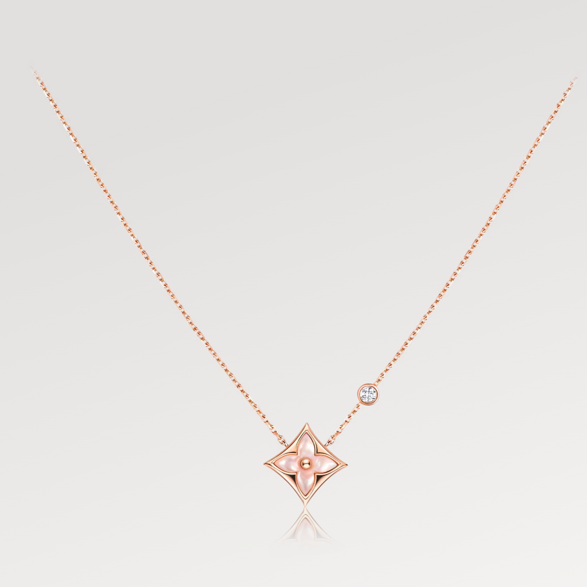 [LumiVibe]STAR PINK MOP 1 DIAMOND PINK GOLD NECKLACE
