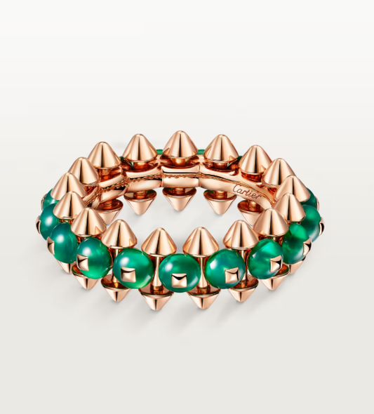 [LumiVibe]CLASH ELEGANT ROSE GOLD RING FEATURING NATURAL AGATE