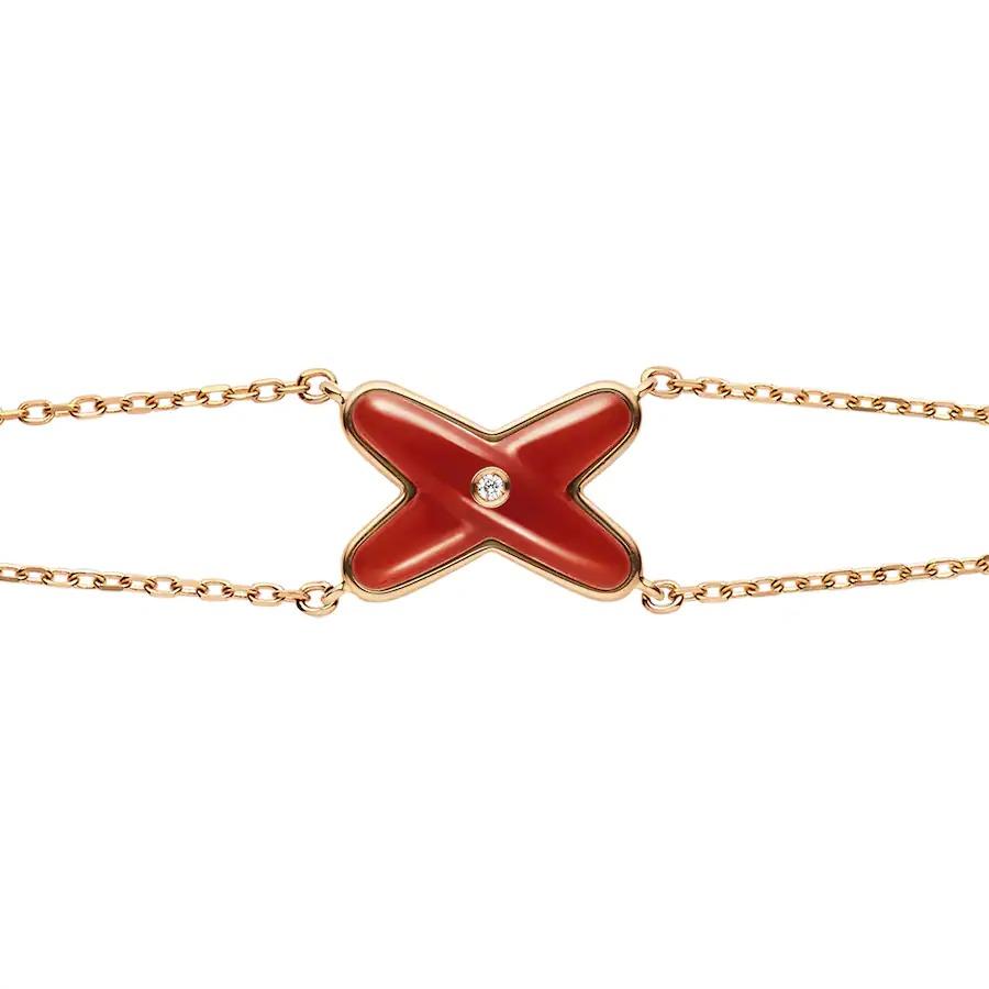 [LumiVibe]JEUX BRACELET CARNELIAN PINK GOLD 1 DIAMOND