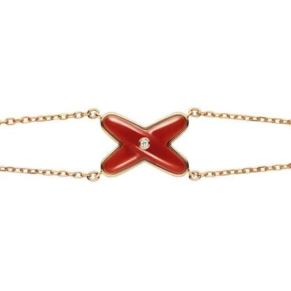 [LumiVibe]JEUX BRACELET CARNELIAN PINK GOLD 1 DIAMOND