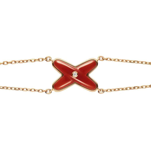 [LumiVibe]JEUX BRACELET CARNELIAN PINK GOLD 1 DIAMOND