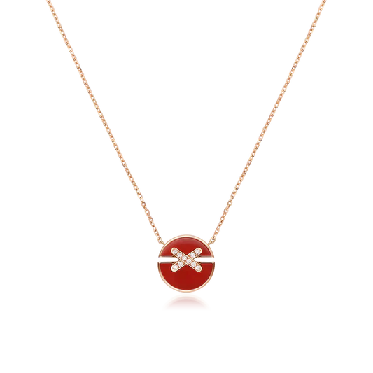 [LumiVibe]JEUX DE ROSE GOLD DIAMOND NECKLACE