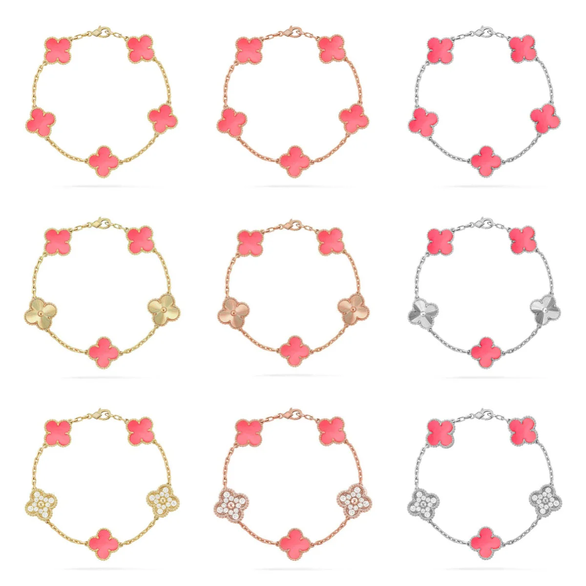 [LumiVibe] CLOVER 5 MOTIFS  PINK MOP BRACELET COLLECTION