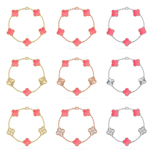 [LumiVibe] CLOVER 5 MOTIFS  PINK MOP BRACELET COLLECTION