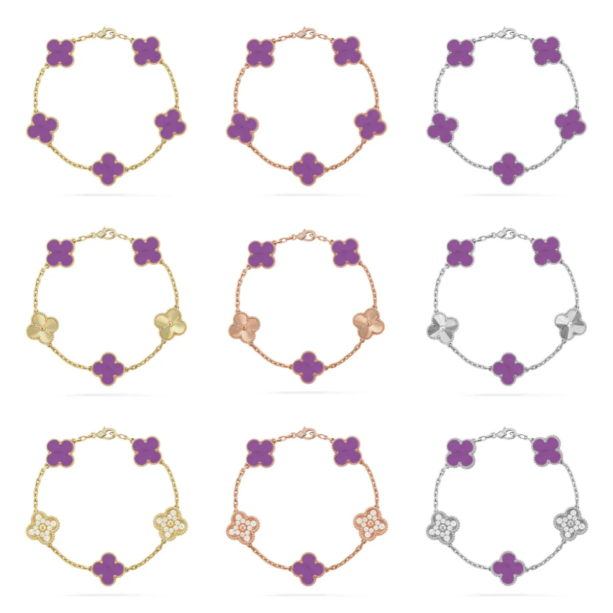 [LumiVibe] CLOVER 5 MOTIF VIOLET BRACELET COLLECTION