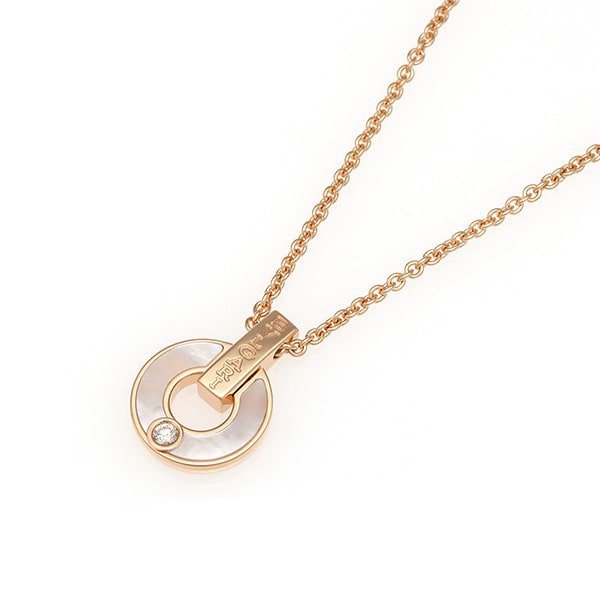 [LumiVibe]GARI NECKLACE PINK GOLD MOP