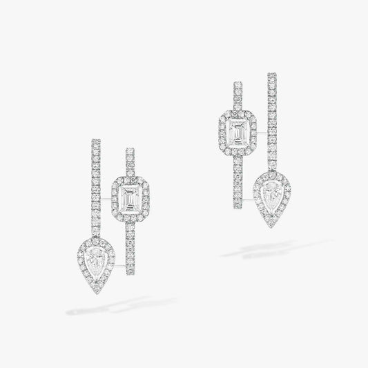 [LumiVibe]CREOLES MY TWIN 2 RANGS SILVER DIAMOND EARRINGS