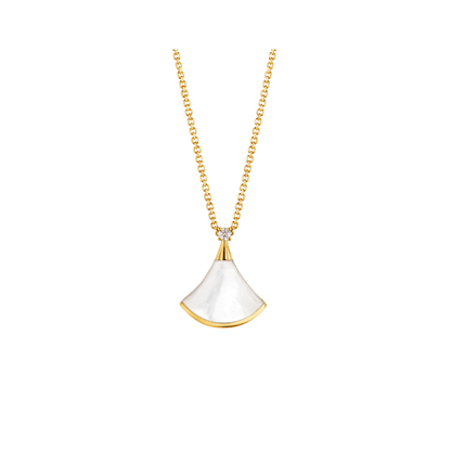 [LumiVibe]DREAM NECKLACE WHITE MOP GOLD 1 DIAMOND