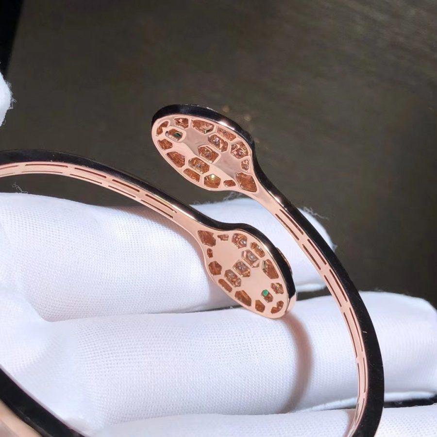 [LumiVibe]SERPENTI BRACELET PINK GOLD MALACHITE DIAMOND DOUBLE SNAKE