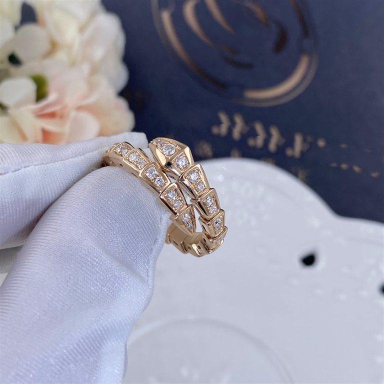 [LumiVibe]SERPENTI RING PINK GOLD DIAMOND PAVED 4MM