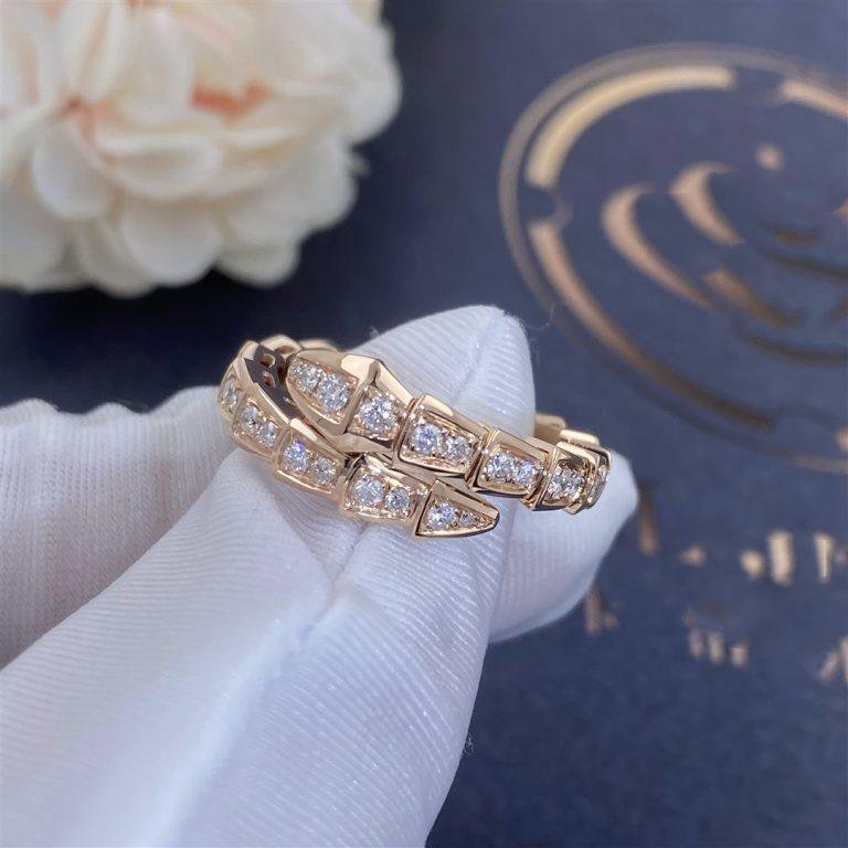 [LumiVibe]SERPENTI RING PINK GOLD DIAMOND PAVED 4MM