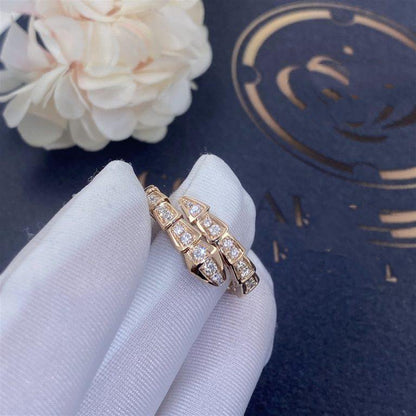 [LumiVibe]SERPENTI RING PINK GOLD DIAMOND PAVED 4MM