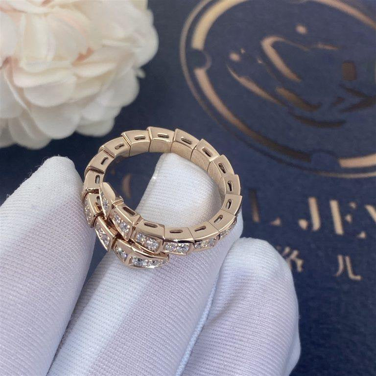[LumiVibe]SERPENTI RING PINK GOLD DIAMOND PAVED 4MM