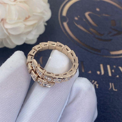 [LumiVibe]SERPENTI RING PINK GOLD DIAMOND PAVED 4MM