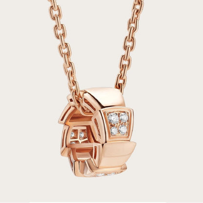 [LumiVibe]SERPENTI PEDANT DIAMOND PINK GOLD NECKLACE