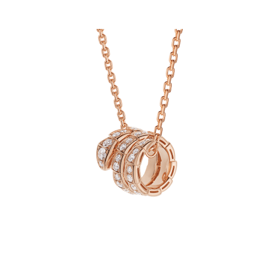[LumiVibe]SERPENTI PINK GOLD NECKLACE DOUBLE RING DIAMOND