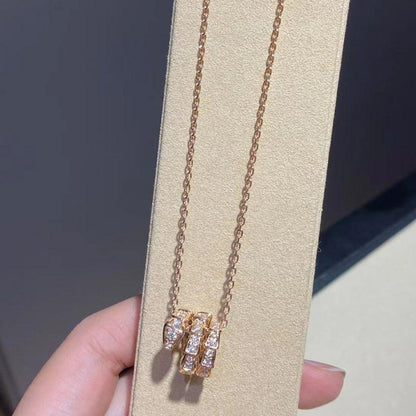 [LumiVibe]SERPENTI PINK GOLD NECKLACE DOUBLE RING DIAMOND