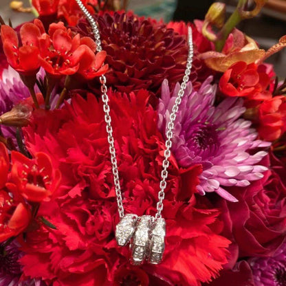 [LumiVibe]SERPENTI  NECKLACE DOUBLE RING DIAMOND