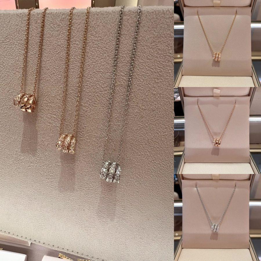 [LumiVibe]SERPENTI  NECKLACE DOUBLE RING DIAMOND