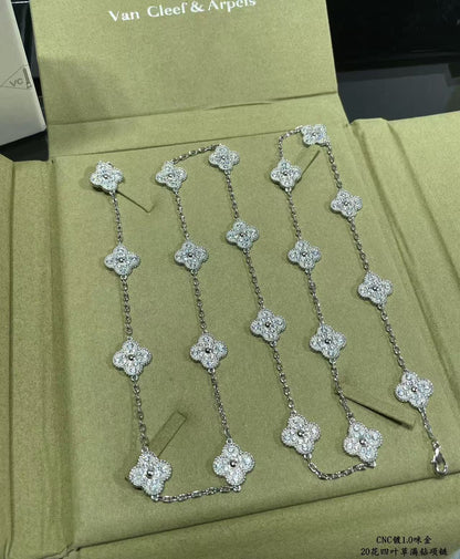 [LumiVibe]CLOVER 20 MOTIFS FULL-DIAMOND NECKLACE