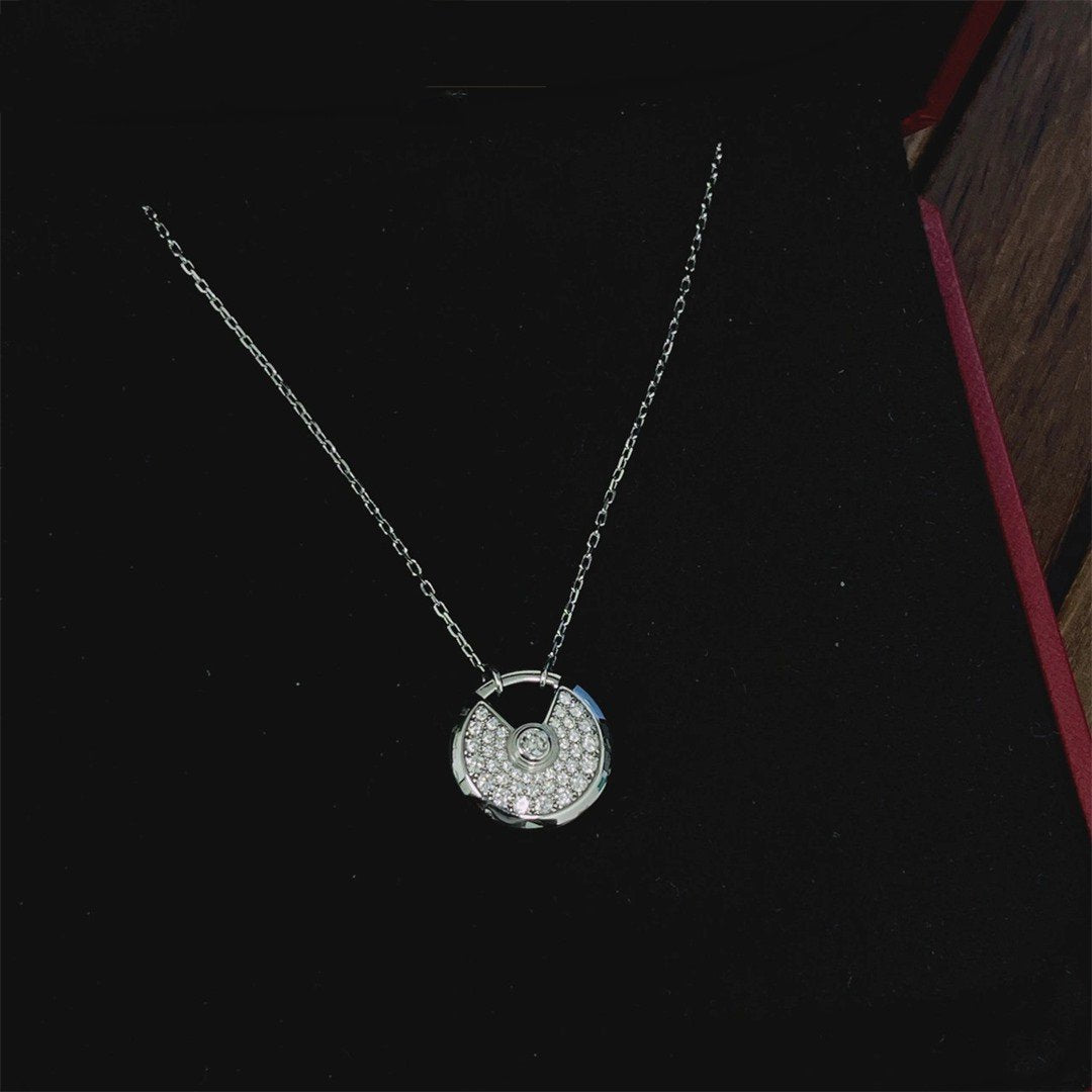 [LumiVibe]AMULETTE SILVER FULL DIAMOND NECKLACE