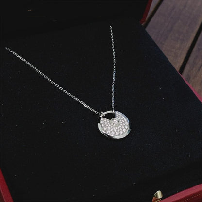 [LumiVibe]AMULETTE SILVER FULL DIAMOND NECKLACE