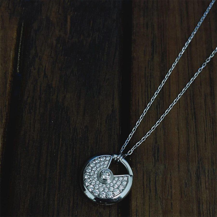[LumiVibe]AMULETTE SILVER FULL DIAMOND NECKLACE
