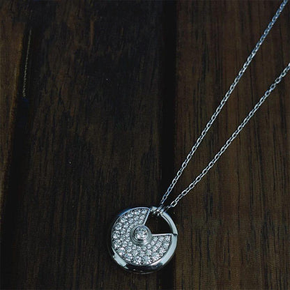 [LumiVibe]AMULETTE SILVER FULL DIAMOND NECKLACE