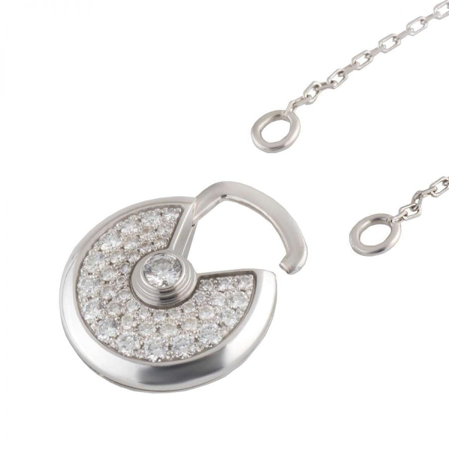 [LumiVibe]AMULETTE SILVER FULL DIAMOND NECKLACE