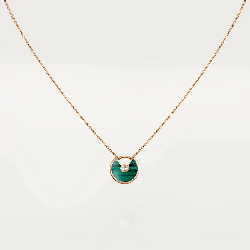 [LumiVibe]AMULETTE ROSE GOLD MALACHITE NECKLACE