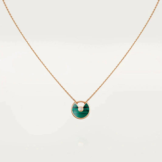 [LumiVibe]AMULETTE ROSE GOLD MALACHITE NECKLACE