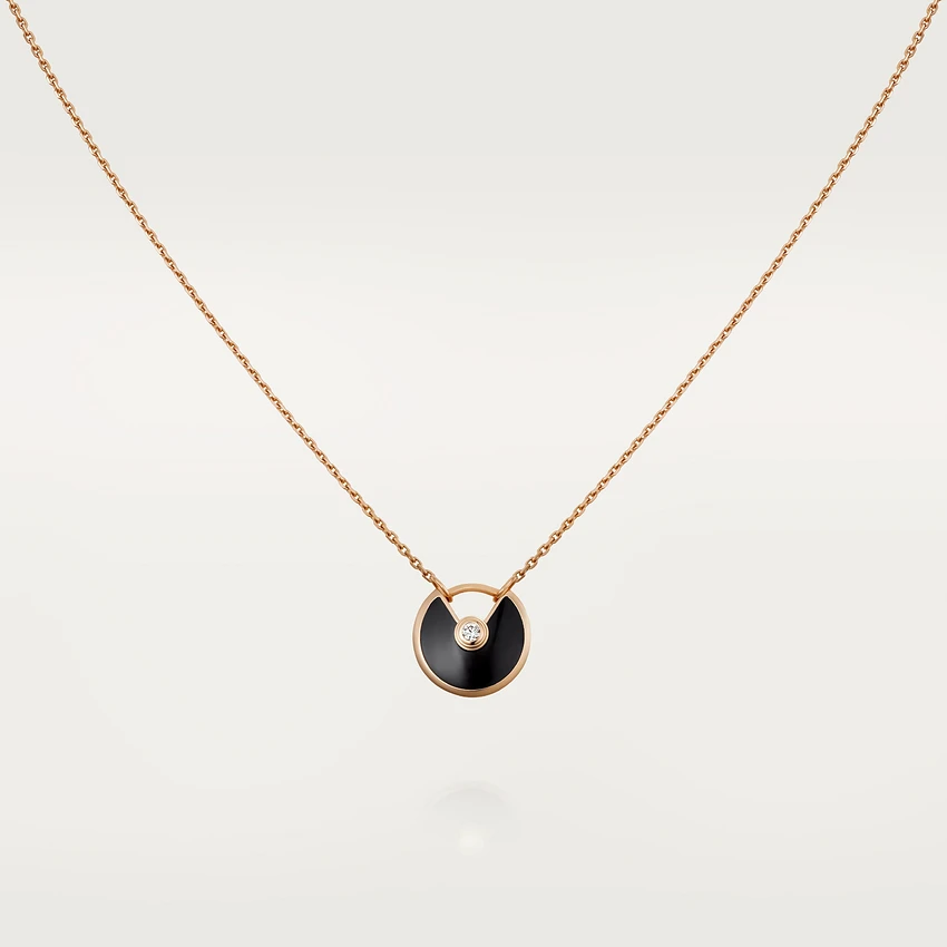 [LumiVibe]AMULETTE ROSE GOLD ONYX NECKLACE