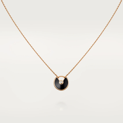[LumiVibe]AMULETTE ROSE GOLD ONYX NECKLACE