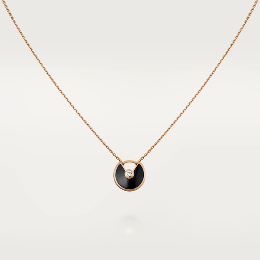 [LumiVibe]AMULETTE ROSE GOLD ONYX NECKLACE