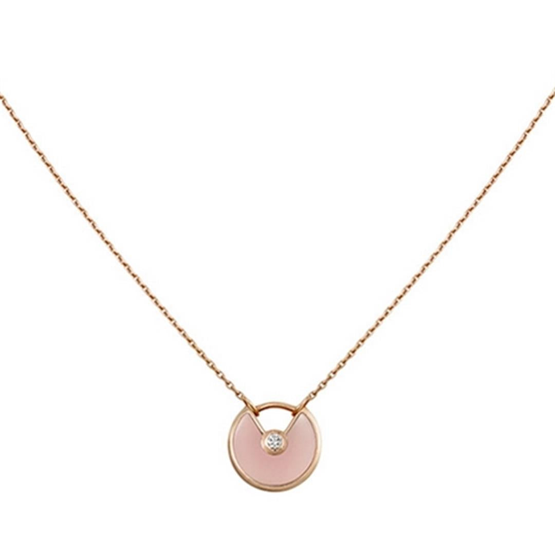 [LumiVibe]AMULETTE ROSE GOLD PINK MOP NECKLACE