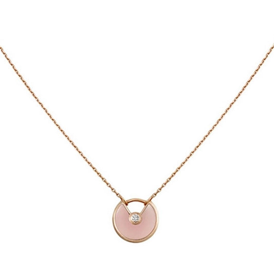 [LumiVibe]AMULETTE ROSE GOLD PINK MOP NECKLACE
