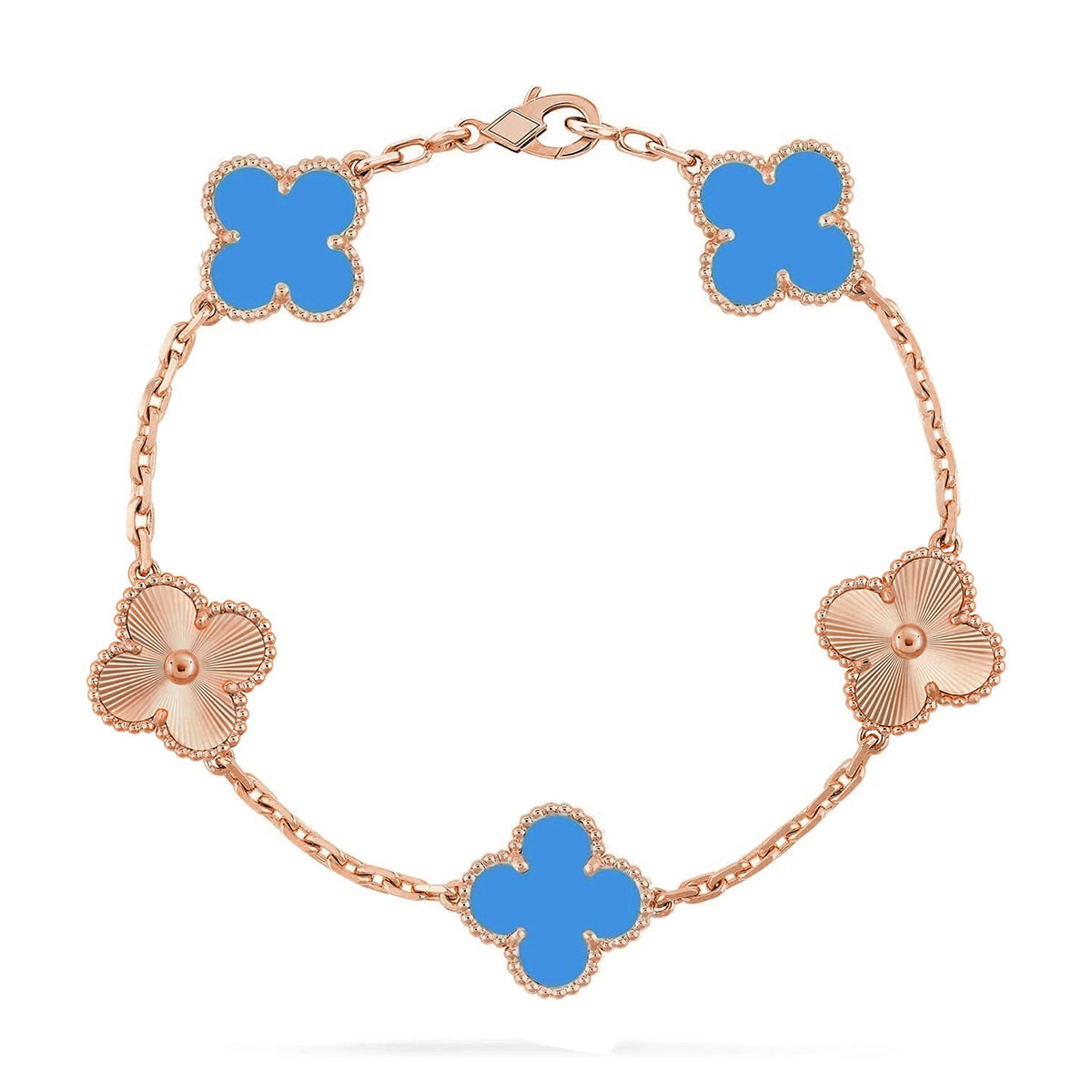 [LumiVibe] CLOVER 5 MOTIF BLUE AGATE BRACELET COLLECTION