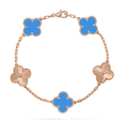 [LumiVibe] CLOVER 5 MOTIF BLUE AGATE BRACELET COLLECTION