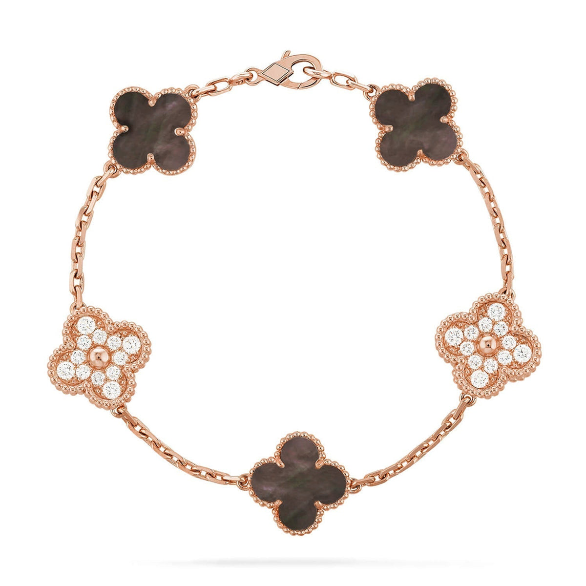 [LumiVibe] CLOVER 5 MOTIF GRAY MOP BRACELET COLLECTION