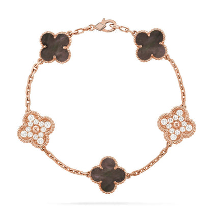 [LumiVibe] CLOVER 5 MOTIF GRAY MOP BRACELET COLLECTION