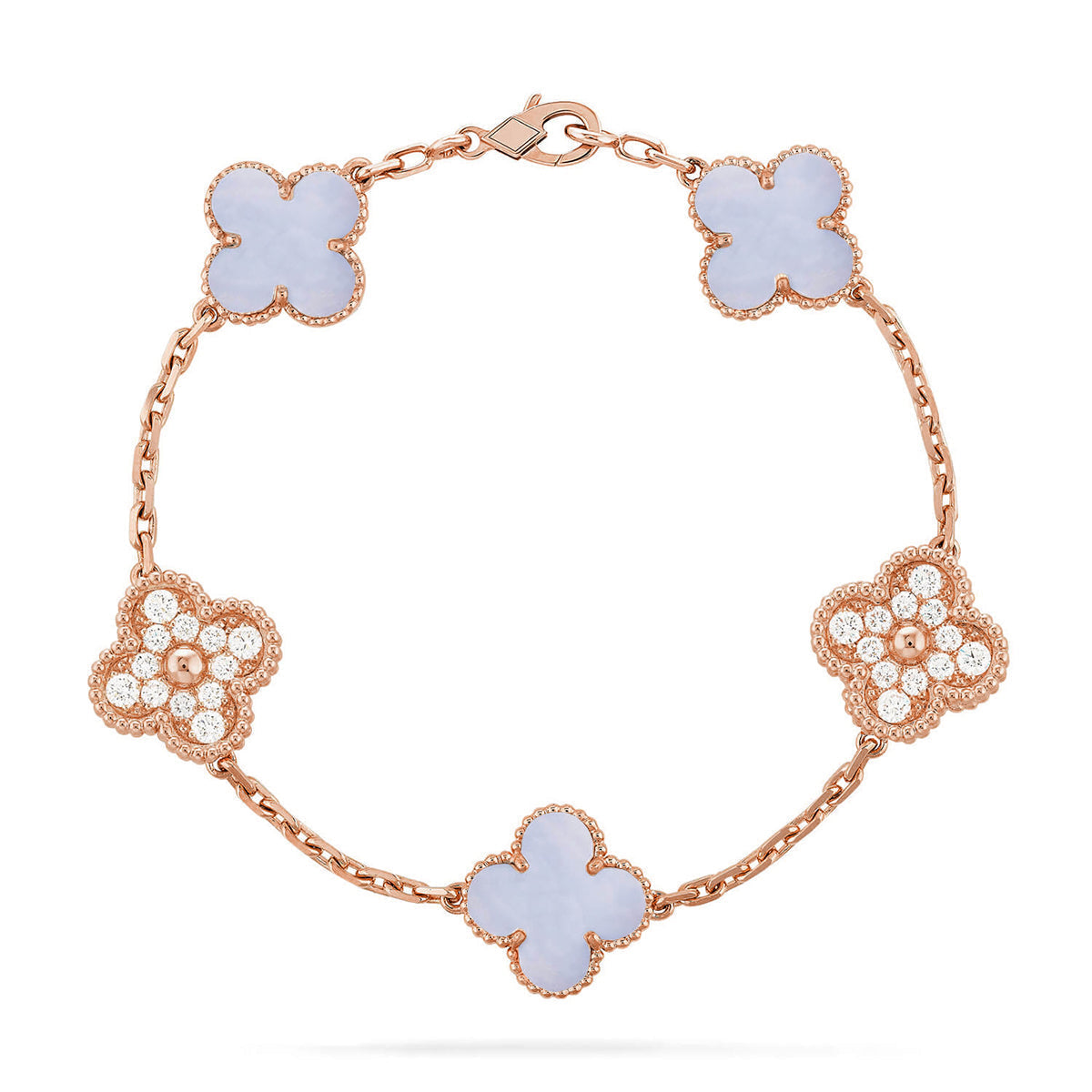 [LumiVibe] CLOVER 5 MOTIF PURPLE CHALCEDONY BRACELET COLLECTION