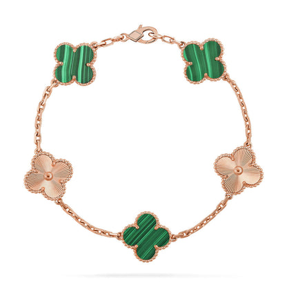 [LumiVibe] CLOVER 5 MOTIF MALACHITE BRACELET COLLECTION