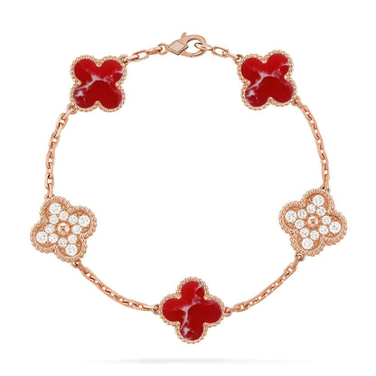[LumiVibe]CLOVER 5 MOTIF RED PATTERN BRACELET COLLECTION