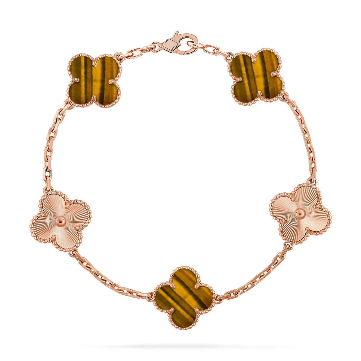 [LumiVibe] CLOVER 5 MOTIFS TIGER EYE BRACELET COLLECTION