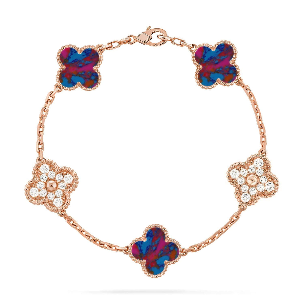 [LumiVibe]CLOVER 5 MOTIF COLOR GEMSTONES BRACELET COLLECTION