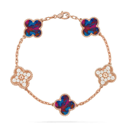 [LumiVibe]CLOVER 5 MOTIF COLOR GEMSTONES BRACELET COLLECTION